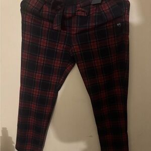 Abercrombie Kids Red and Black Plaid Joggers